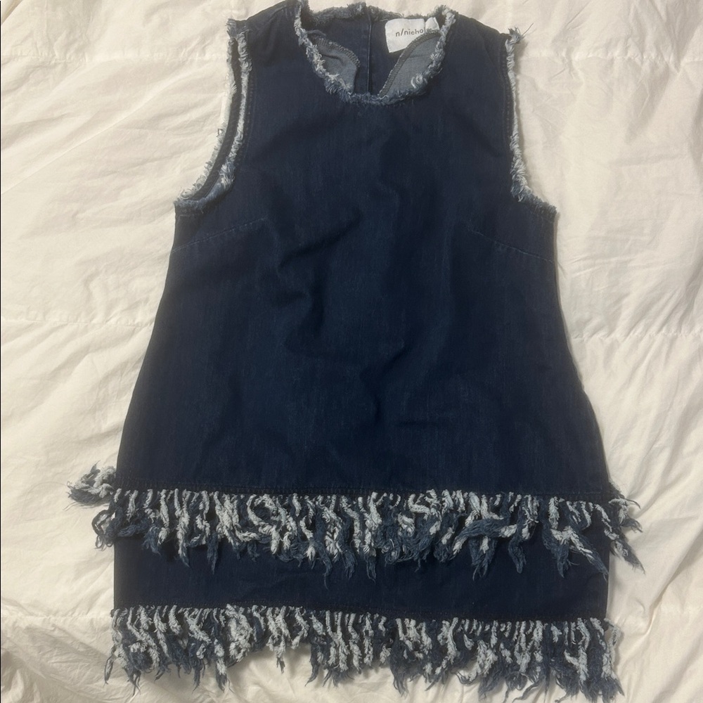 NICHOLAS Blue Fringe Denim Dress